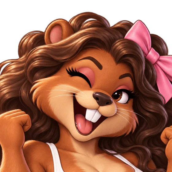 Hazel the beaver, winking